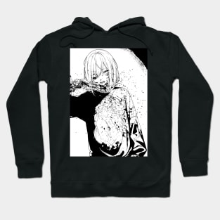 Ghoul Girl Black and White Manga Style Art Hoodie